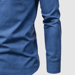 Men's Solid Color Cotton Linen Stand Collar Shirt