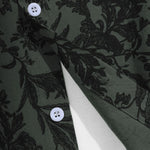 Men's Cuban Collar Floral Casual Buttoned Long Sleeve Shirt
