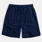 Striped Towelling Texture Arc Hem T-Shirt & Shorts