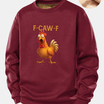 Rooster Print Teddy Fleece Lined Sweatshirt