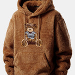 3 Pieces Bear Embroidered Patch Teddy Hoodie
