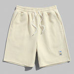 Geometric jacquard round neck T-shirt + shorts 2-piece set-Beige