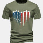 Regular Fit Heart Shaped Fighter Jets USA Flag Print Cotton T-Shirt