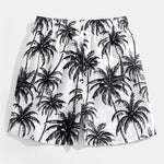 Relax Fit Palm Tree Print Button Up Shirt & Palm Tree Print Swim Short
