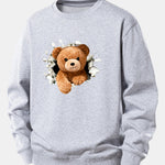 Bear Breaking Through The Wall Print Relax Fit Sweatshirt