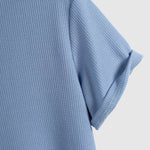 Men's Solid Color Waffle Round Neck Short Sleeve T-Shirt