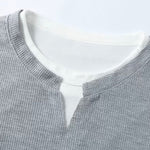 Relax Fit Milano Print 2 In 1 Notched Collar Waffle T-Shirt