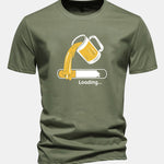Regular Fit Beer Loading Print Cotton T-Shirt