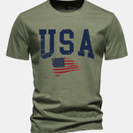 Regular Fit USA Flag Print Cotton T-Shirt