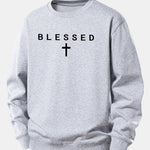 Blessed Cross Print Relax Fit Sweatshirt