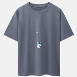 Astronaut On A Rope Print Drop Shoulder Oversize T-Shirt