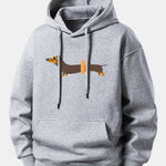 Dachshund With Swimming Ring Print Relax Fit Hoodie