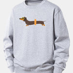 Dachshund With Swimming Ring Print Relax Fit Sweatshirt