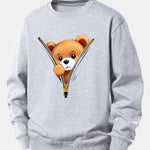 Zipper Bear Print Relax Fit Sweatshirt
