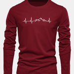 Long Sleeve Heartbeat Print Cotton T-Shirt