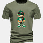 Regular Fit Trendy Bear Print Cotton T-Shirt