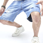 Ripped straight jeans - shorts