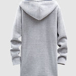 Men's Fleece-lined thickened knitted zipper Long  hooded jacket