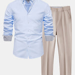 Long Sleeve Button Up Oxford Shirt & Slim Fit Tapered Trousers