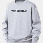 Faith Over Fear American Flag Print Relax Fit Sweatshirt