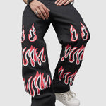 Men's Zip Access Flame Embroidered Jeans