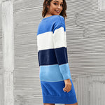 Zeagoo Women's Color Block Round Neck Knitted Dress
