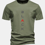 Regular Fit Black Print Cotton T-Shirt