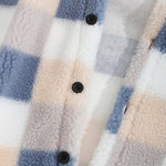 Men's Classic Plaid Fluffy Faux Fur Lapel Jacket Corduroy Casual Pants Set