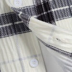 Men's Pleated Plush Plaid Long Sleeve Shirt