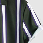 Men's Striped Print Button Casual Short Sleeve Shirt