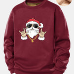 Hip Hop Santa Claus Print Teddy Fleece Lined Sweatshirt