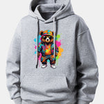 Splash Colorful Bear Print Relax Fit Hoodie