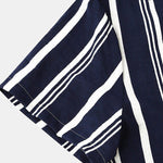 Men's Cotton Linen Stripe Short Sleeve Shirt