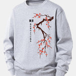 Tokyo Japanese Cherry Blossoms Print Relax Fit Sweatshirt