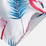 Flamingo Leaf Print Button Up Shirt & Swim Shorts