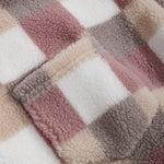 Men's Classic Plaid  Fluffy Faux Fur Single Pocket Button Lapel Jacket