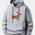 Christmas Dachshund Print Relax Fit Hoodie