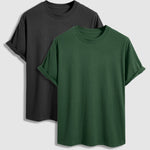 Men's 100% cotton basic round neck T-shirt two-piece set