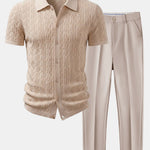 Twisted Jacquard Knit Shirt & Slim Fit Tapered Trousers