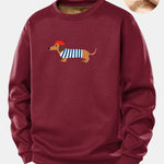 French Dachshund Print Teddy Fleece Lined Sweatshirt