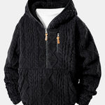 Geometric Jacquard Teddy Half-Zip Hoodie