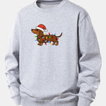 Christmas Colorful Light Dog Print Relax Fit Sweatshirt