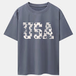 USA Print Drop Shoulder Oversize T-Shirt