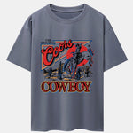 Western Cowboy Print Drop Shoulder Oversize T-Shirt