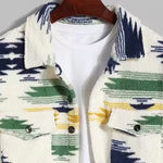 Men's Aztec Style Two Pocket Button Polar Fleece Jacket