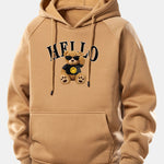 Hello Sunglasses Bear Print Drawstring Hoodie