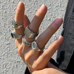 Vintage chain letter embossed ring 5Pcs/set
