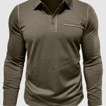 Men's lapel half-button long-sleeved Polo