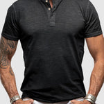 Men's solid color casual henley short-sleeved polo