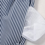 Island Sailing Print Button Up Shirt & Vertical Striped Drawstring Swim Shorts